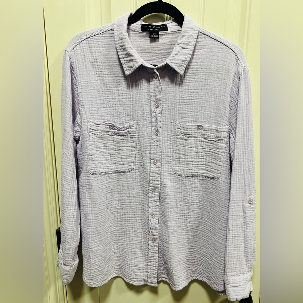 Lavender Button up Blouse Size L